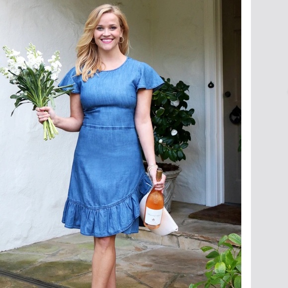 Draper James Chambray Faux Wrap Dress - Picture 2 of 7